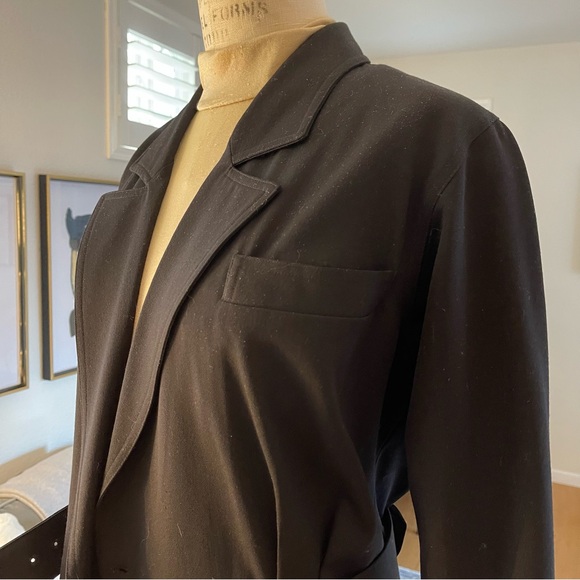 VTG Nordstrom Town Square Long Sleeve Belted Black Midi Dress, Size 8 - Picture 11 of 15